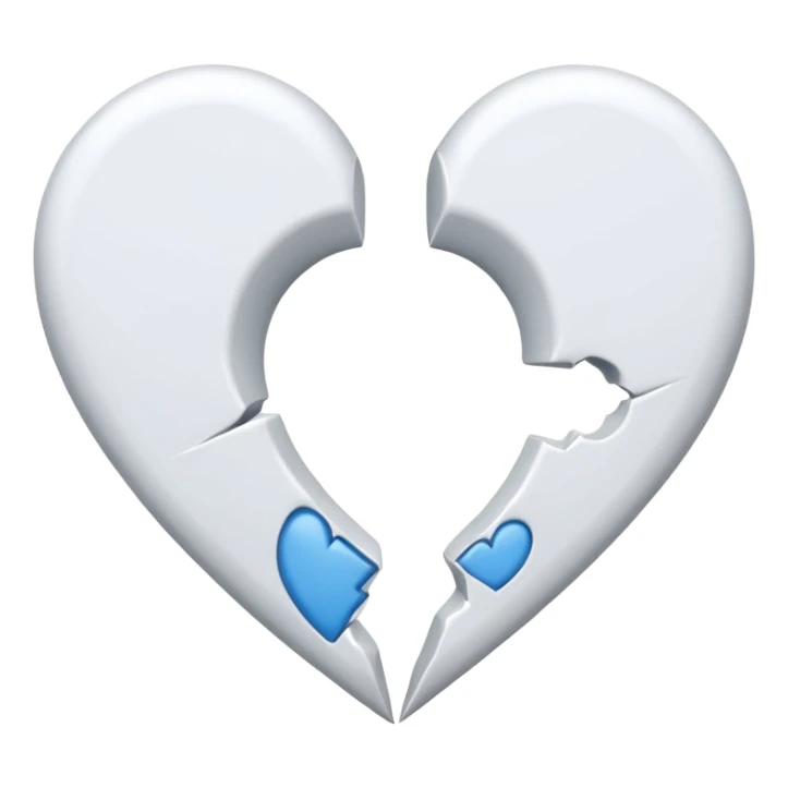 a white heart broken into two pieces sticker