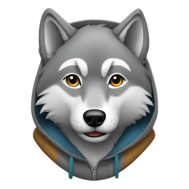 Grey wolf wearing a hoodie sticker