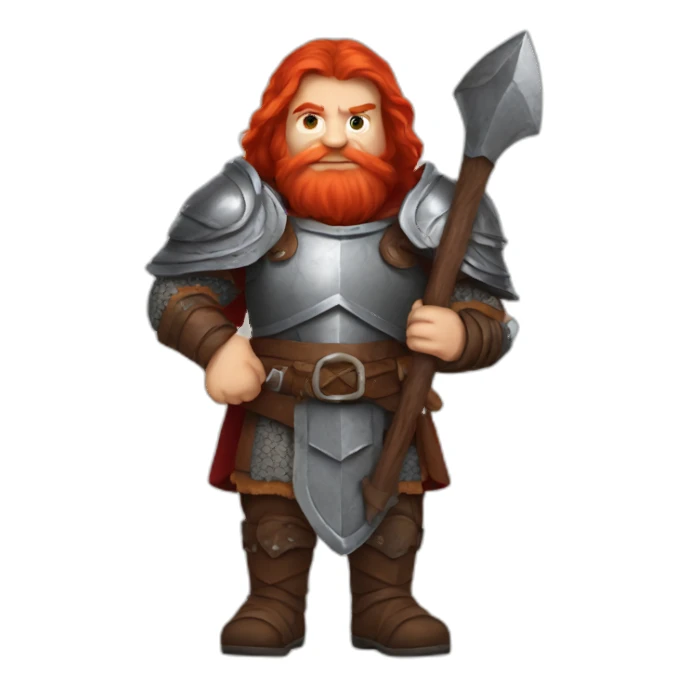 A red hair dwarf warrior with a greataxe sticker
