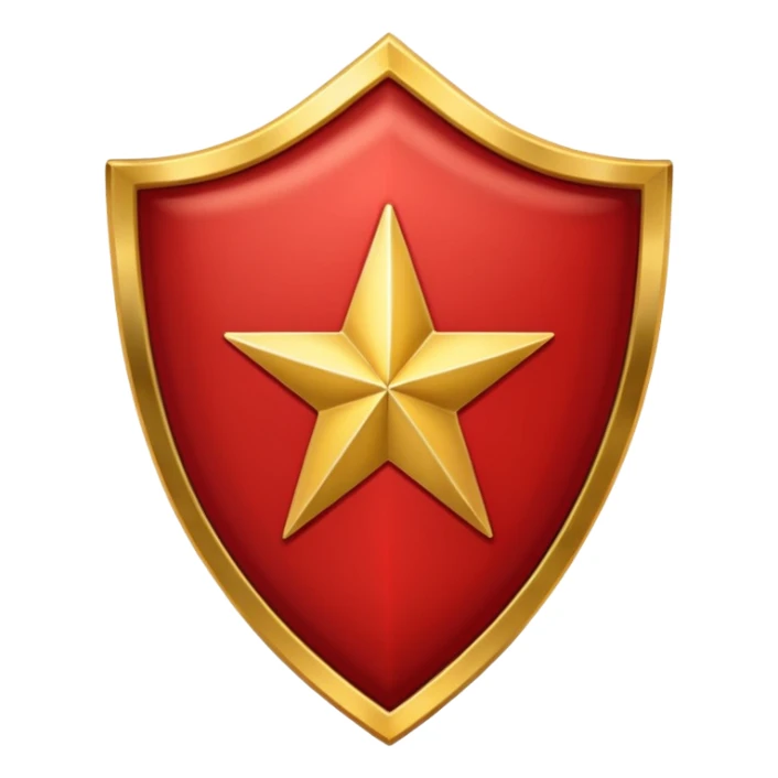 Crimson red shield with star sticker