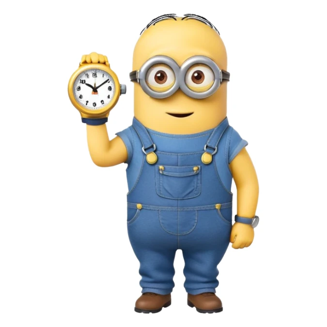 A minion tapping its watch  sticker