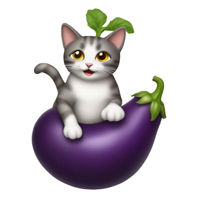 Cat riding eggplant sticker