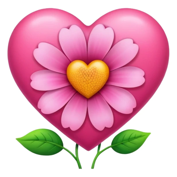 Pink heart and flower  sticker