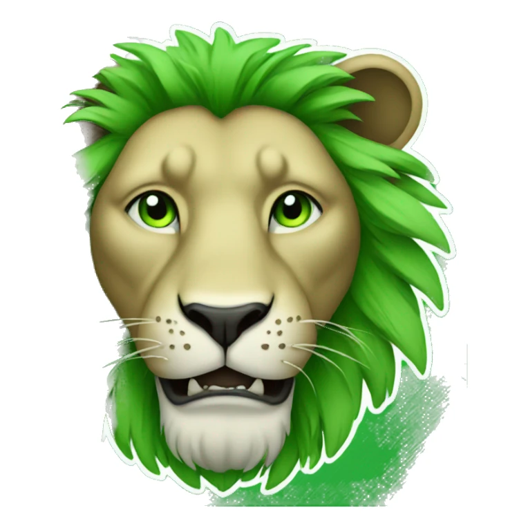 Lion with green effects sticker