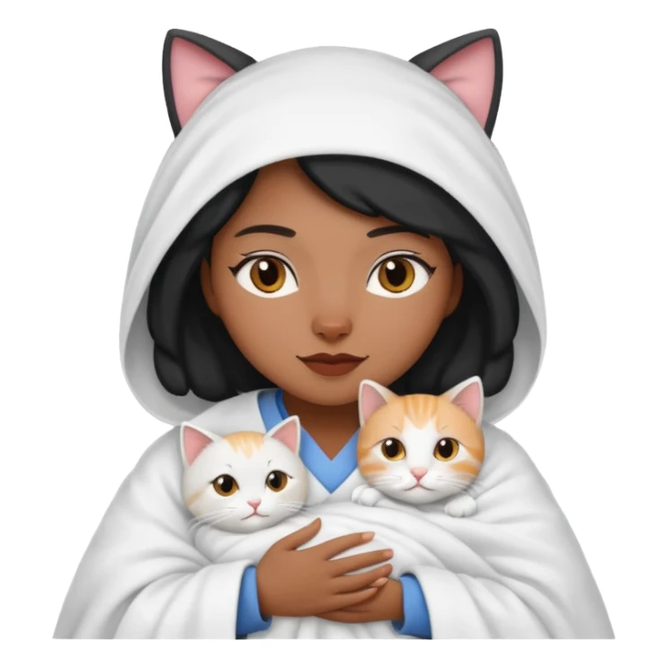 cat White nurse Black  cozy in blanket sticker