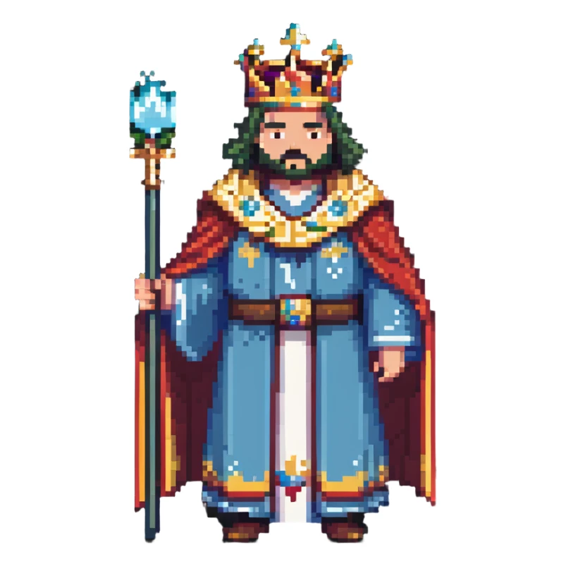 king with crown and robe sticker