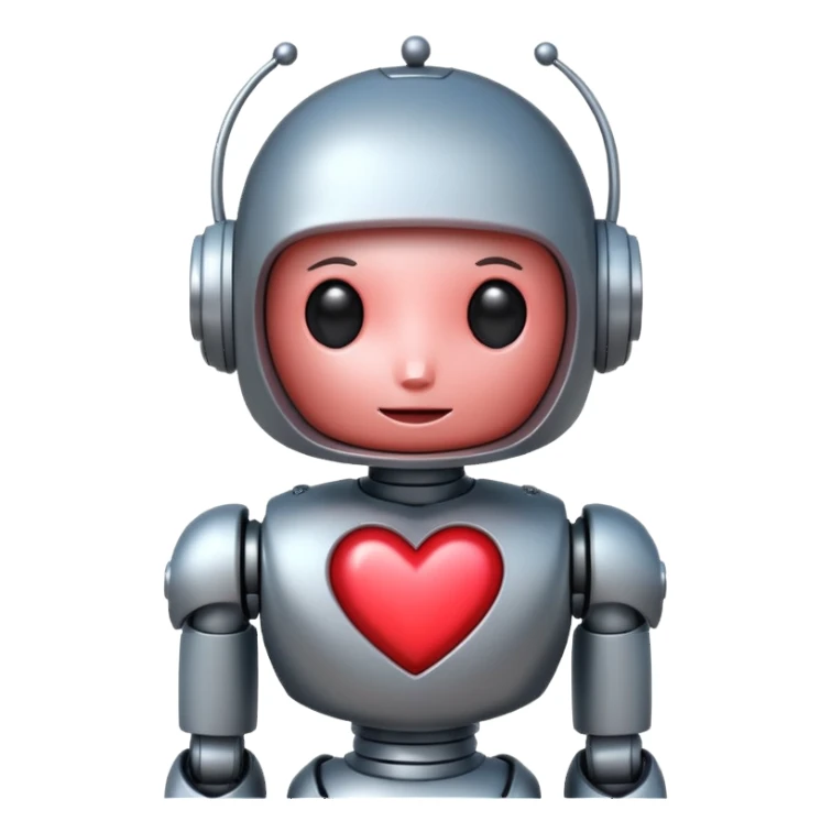 shy robot in love sticker