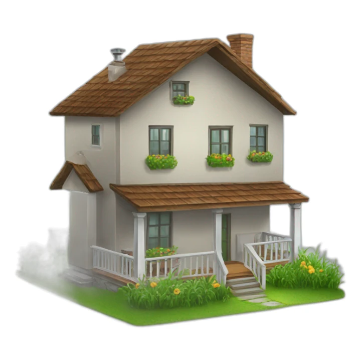 house with a balcony with grass sticker