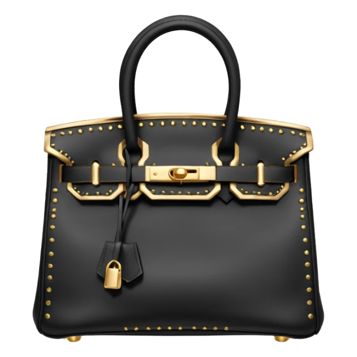 balck birkin with gold stitching bag sticker