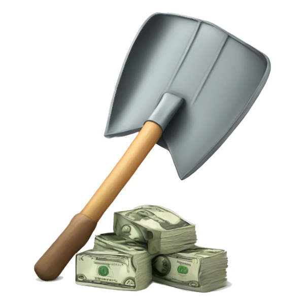 shovel with money sticker
