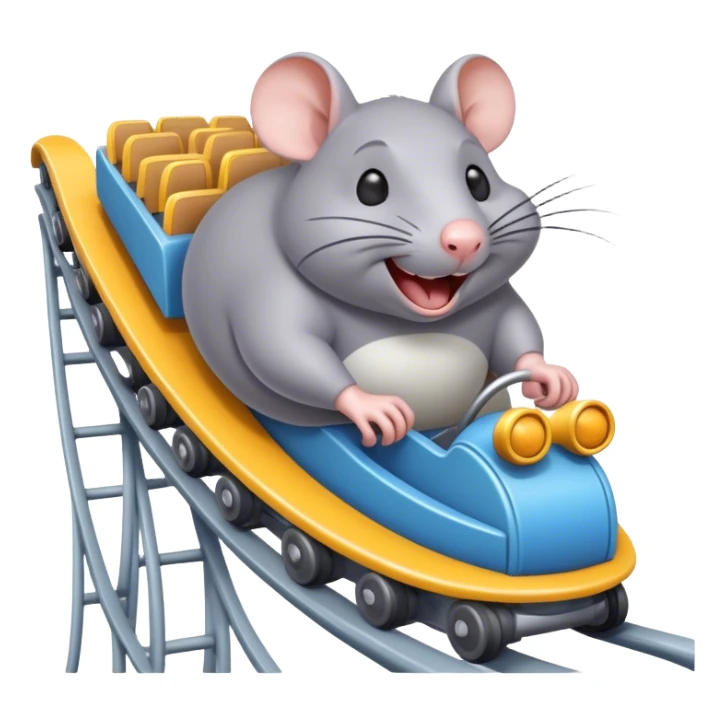 Fat gray rat that’s on a roller coaster sticker