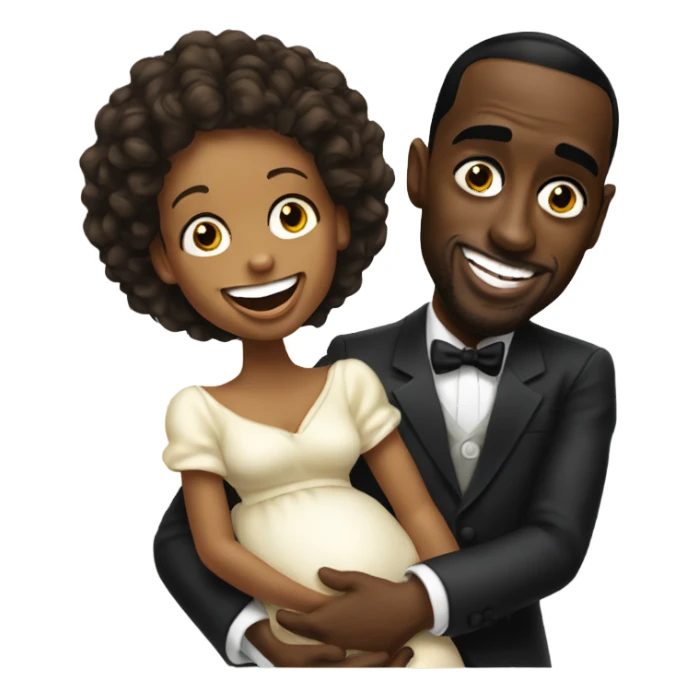 P diddy holding an infant while grinning sticker
