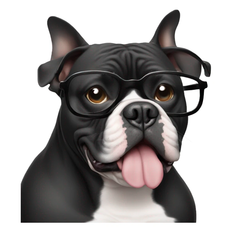 99% Black American Bully with nerd glasses sticker