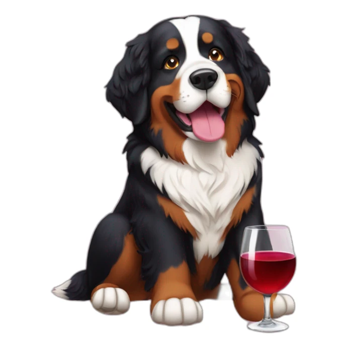 bernese mountain dog drinking good wine sticker