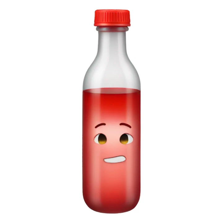 a transparent bottle with a red liquid inside sticker