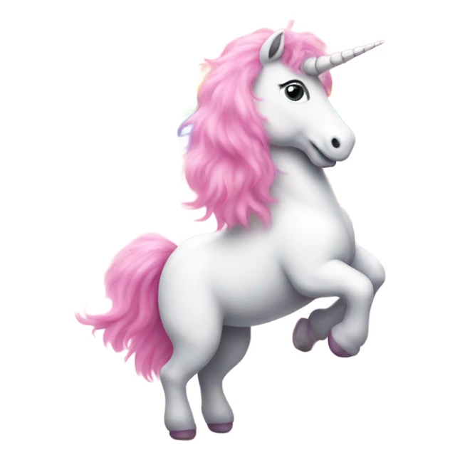 Pink fluffy unicorn dancing on a rainbow  sticker