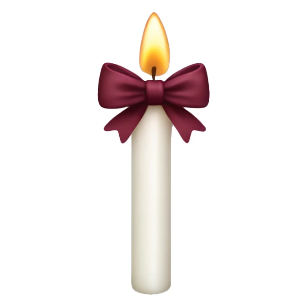 thin white candle with burgundy bow  sticker