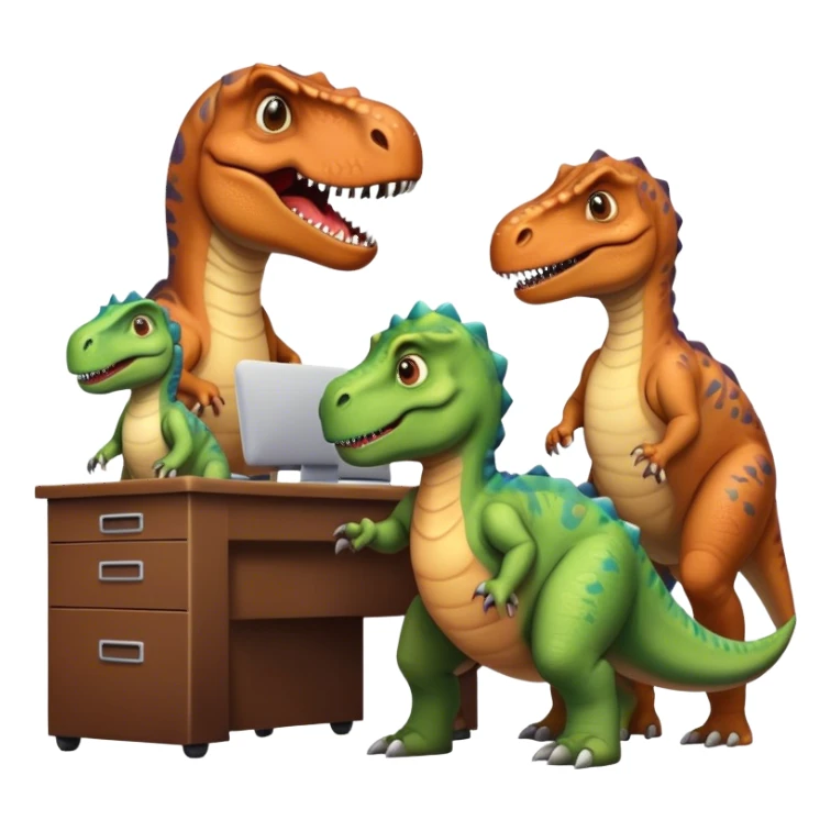 old dinosaurs working in an office sticker