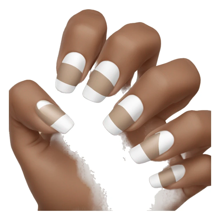 French white tip nails on brown hand sticker
