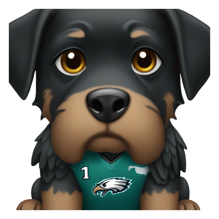 Black dog in eagles jersey sticker