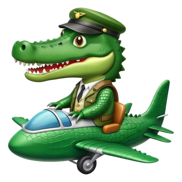 crocodile flying an airplane sticker