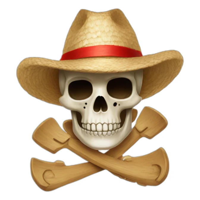 Strawhat with a red stripe and a skull sticker