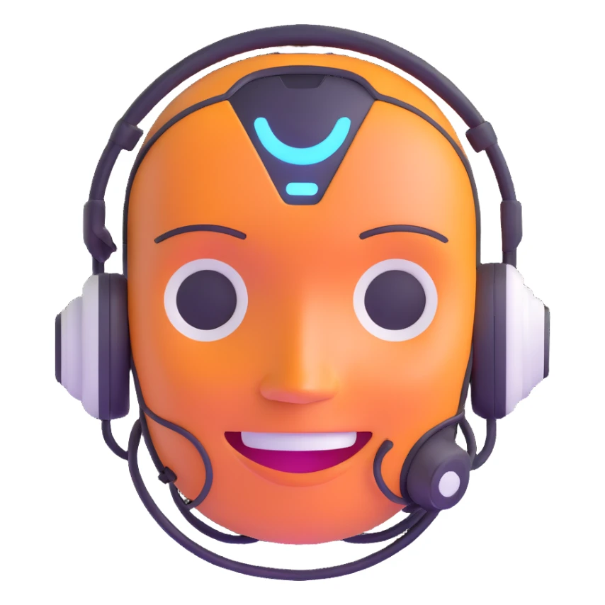 AI banner with smiling AI face and tech elements sticker