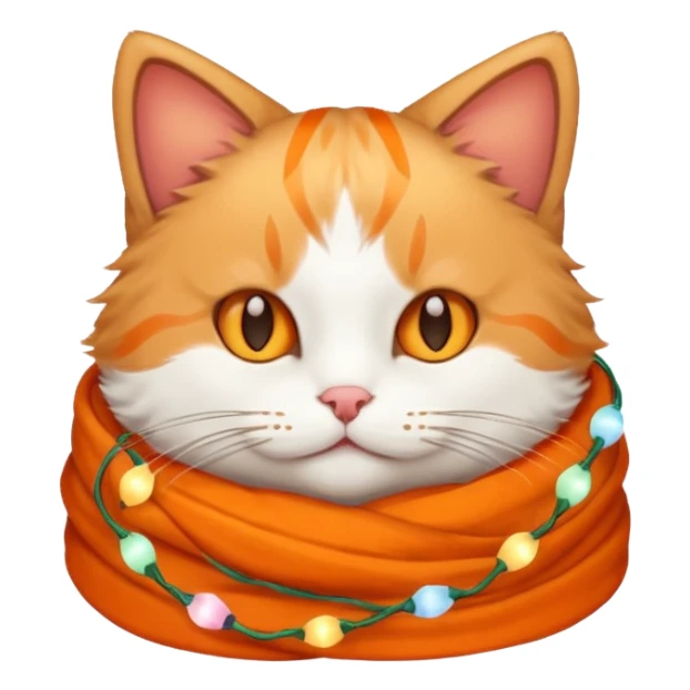cat wrapped up in christmas lights sticker