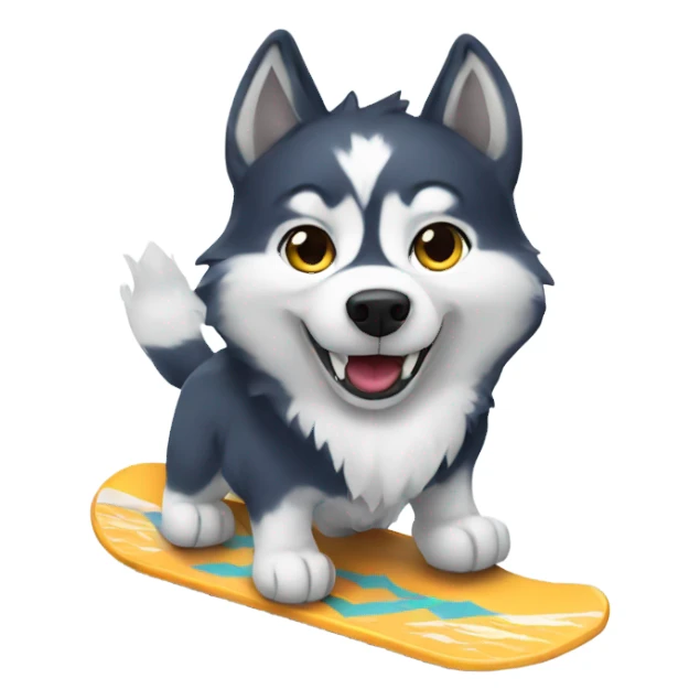 A husky snowboarding sticker