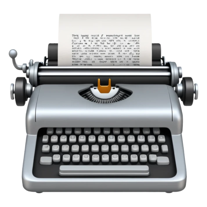 robot typewriter emoji with paper sticker