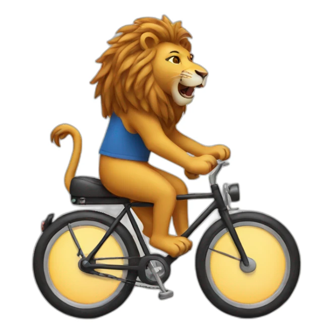lion riding a bike sticker