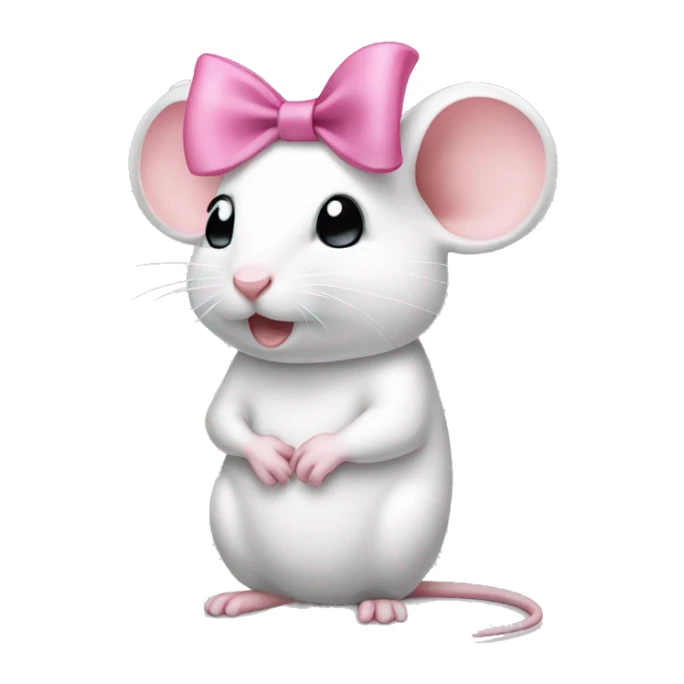 White mice pink bow sticker