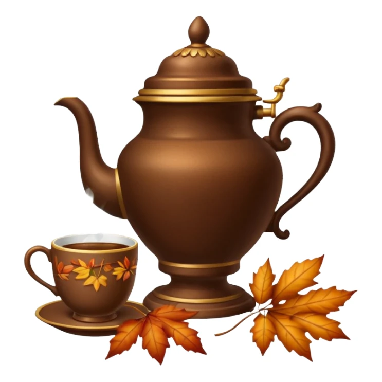 Brown The samovar and autumn and a cup sticker