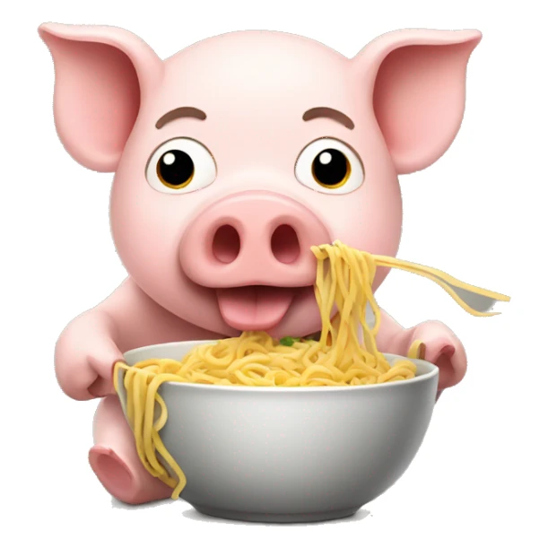 Pig eating noodles sticker