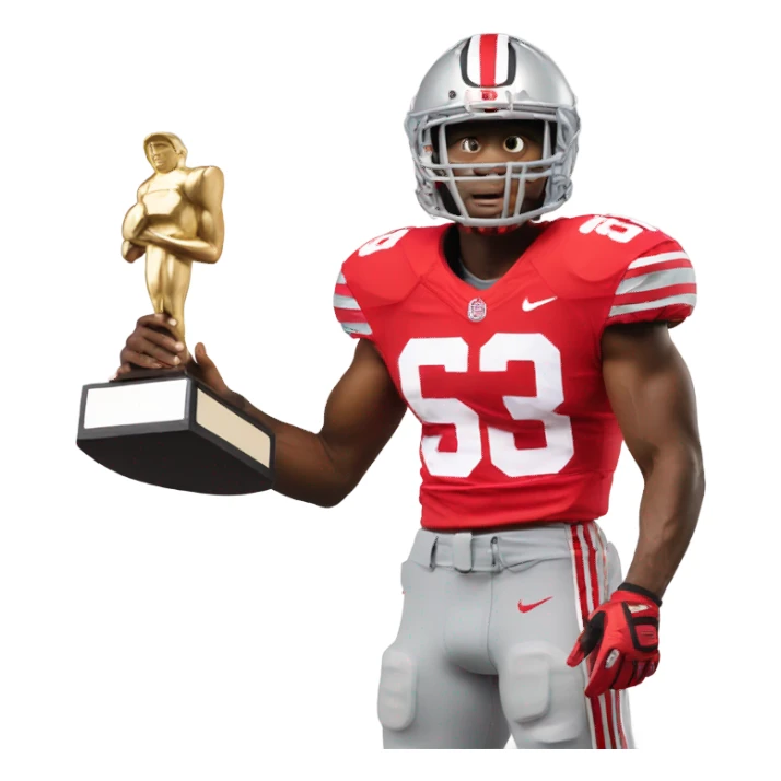 Ohio state football player holding a trophy sticker