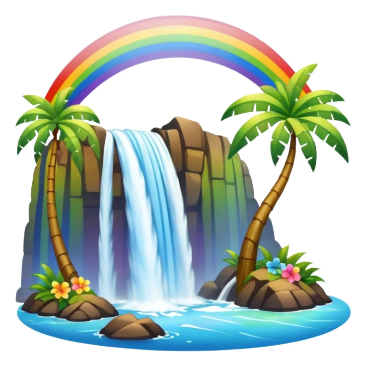 Hawaiian waterfall with rainbow sticker