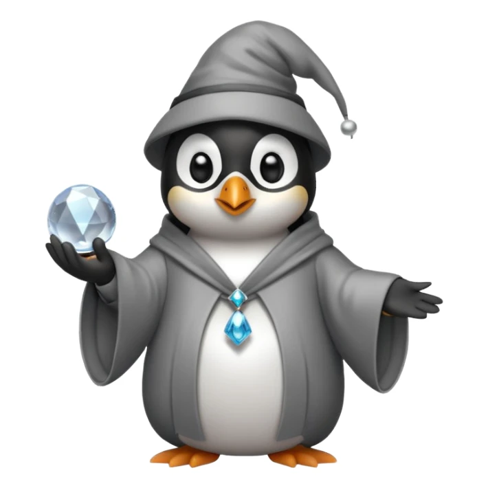 penguin wizard with a crystal ball sticker