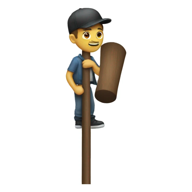 guy holding pole  sticker