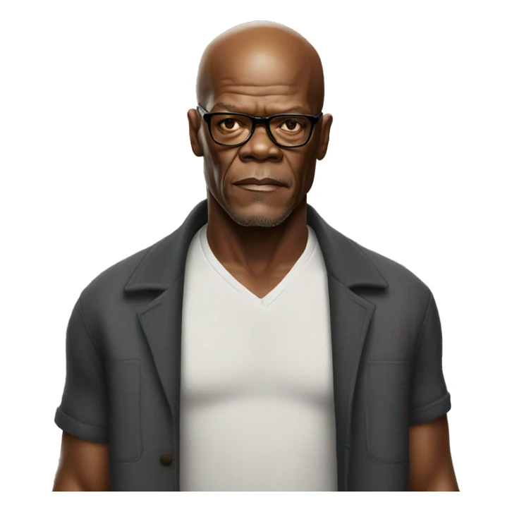 hyper realistic samuel l jackson wearing shirt sticker