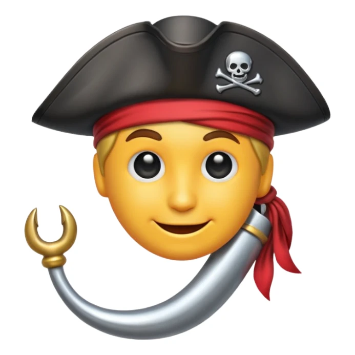 Pirate Hook, clean vector emoji,  white background sticker