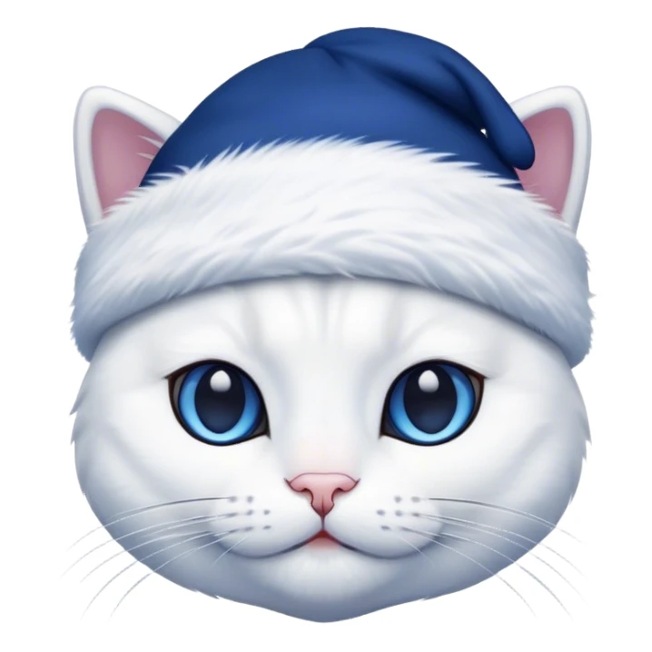 white cat with dark blue beanie sticker