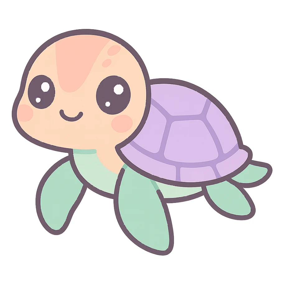 cute hawksbill turtle, big eyes, soft colors sticker