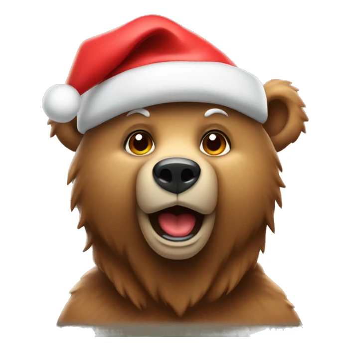 A bear with a Santa claws hat sticker