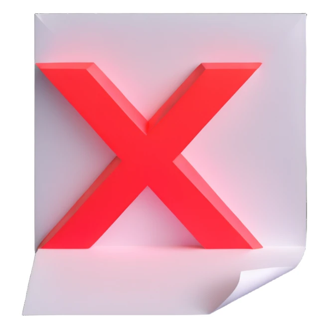 Paper with a red glowing x on top side sticker