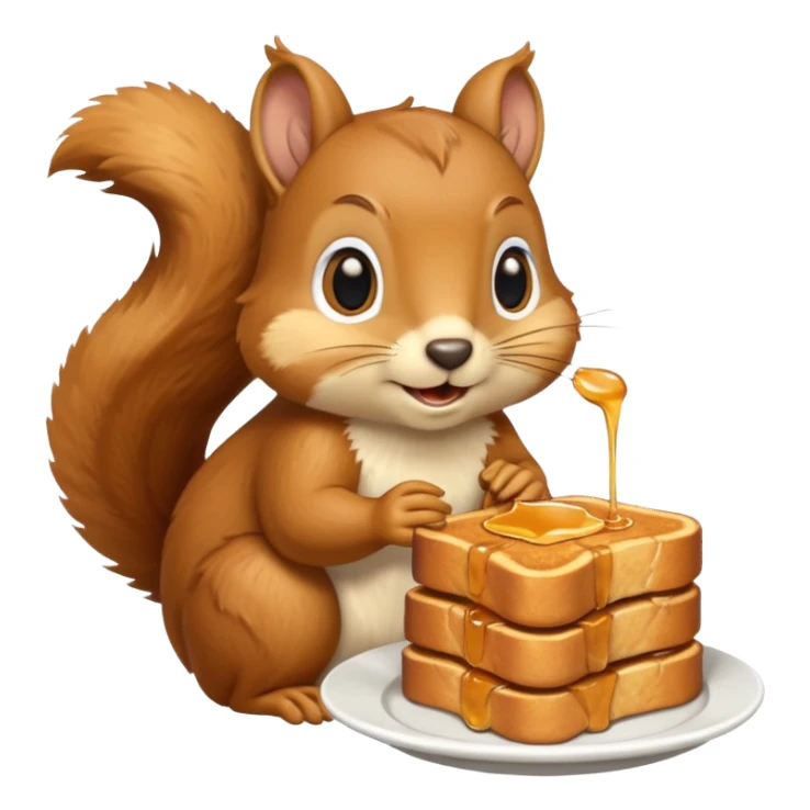 Squirrel eating French toast sticker