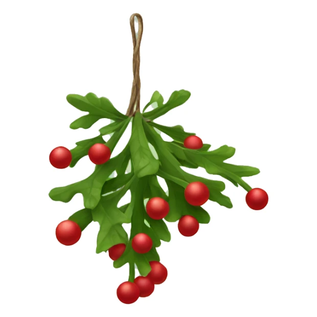 Realistic hanging mistletoe ball sticker