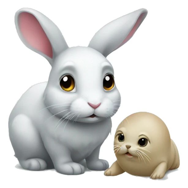 Rabbit with little seal sticker
