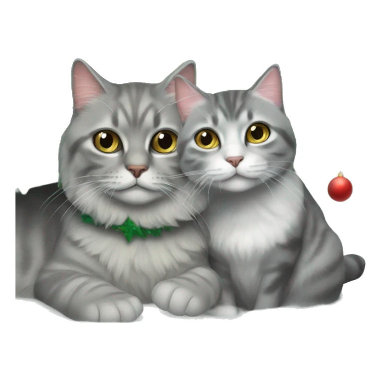 Christmas tree and Siberian gray cat  sticker