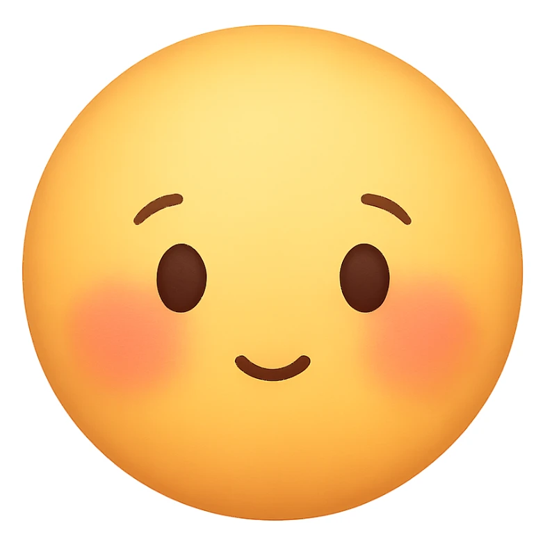 cute emoji, blushing cheeks, tiny mouth, soft expression sticker