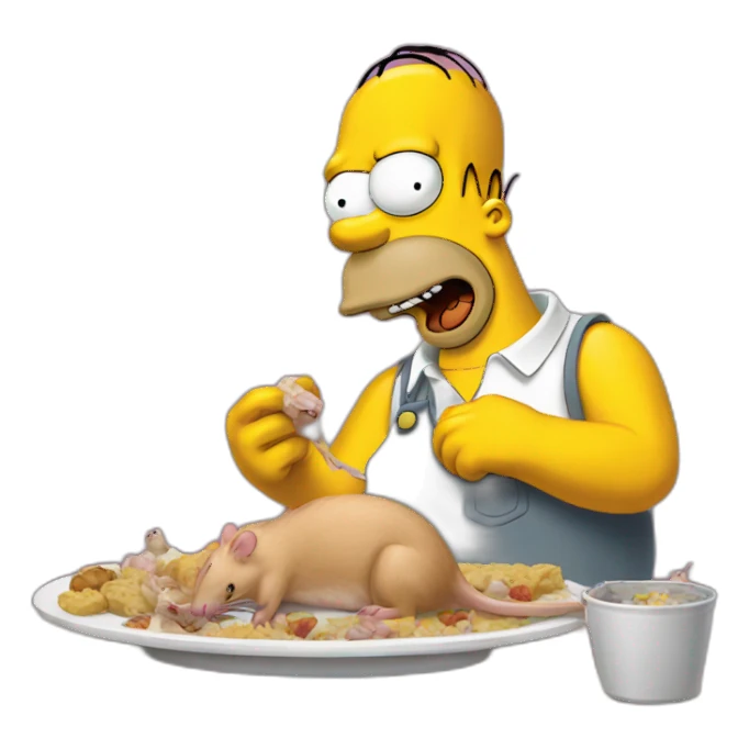 Homer Simpson eating a rat sticker